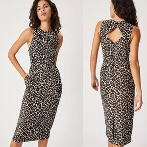 Anthropologie Benicia Jacquard Midi Dress Size 14 Leopard Print NWT Cut Out
